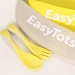 *EASYTOTS Silicone Soft Roll Up Ruokakaukalot+Lusikka&Haarukka