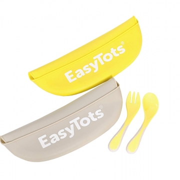 *EASYTOTS Silicone Soft Roll Up Ruokakaukalot+Lusikka&Haarukka