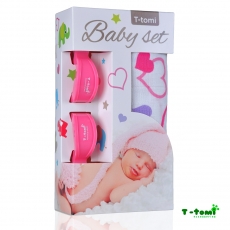 *T-TOMI Baby Set Bambuharso 100 x 80 cm+Kiinnitysclipsit, Sydämet