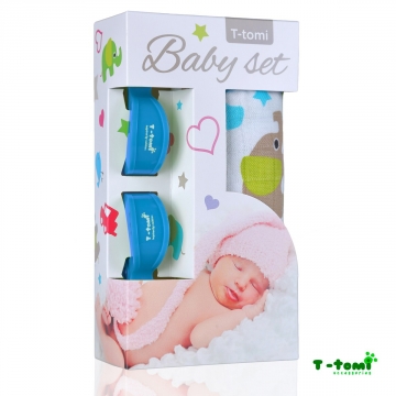 *T-TOMI Baby Set Bambuharso 100 x 80 cm+Kiinnitysclipsit, Elefantit