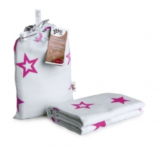 *XKKO BMB Muslin Swaddle Kapaloharso 120x120 cm Magenta Stars