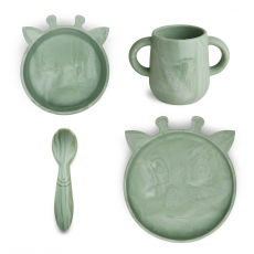 nuuroo Ruokailusetti sil Lykke Kirahvi 4pack light green mix