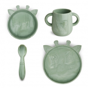 *nuuroo Ruokailusetti sil Lykke Kirahvi 4pack light green mix