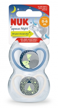 NUK Space Night Silikoni 0-6kk Huvitutit  