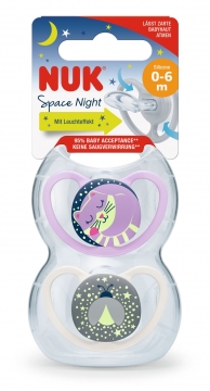 *NUK Space Night Silikoni 0-6kk Huvitutit  